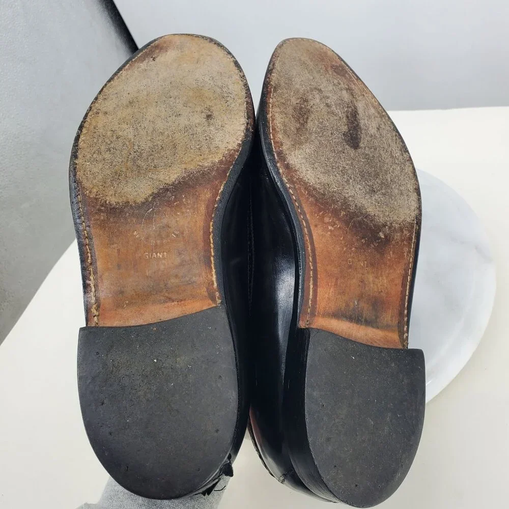 Johnston & Murphy Black Leather Slip On Men's Tassel Wingtip Dress Shoes Size 10